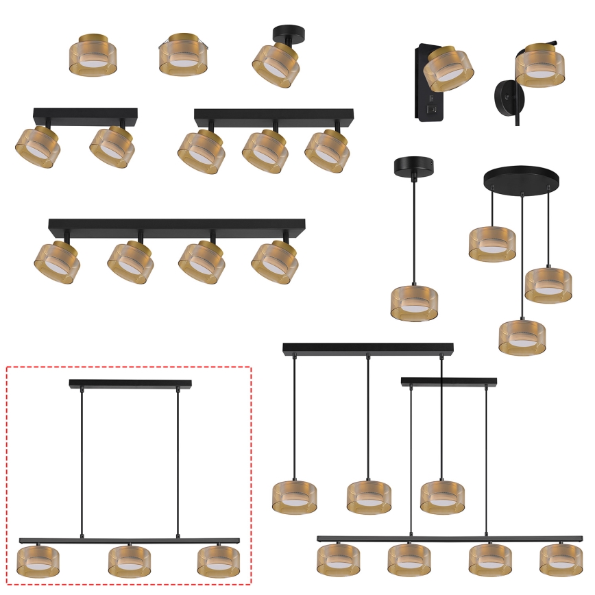 Brilagi - lestenec na kablu AURA LUX 3xGX53/30W/230V črna/zlata