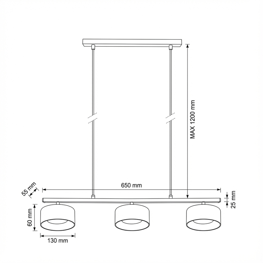 Brilagi - lestenec na kablu AURA LUX 3xGX53/30W/230V črna/zlata