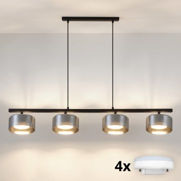 Brilagi - Lestenec na kablu AURA LUX 4xGX53/30W/230V črna/dimno steklo