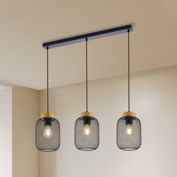 Brilagi - Lestenec na kablu BASKLITE 3xE27/15W/230V kavčukov les/črna