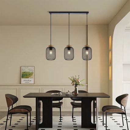 Brilagi - Lestenec na kablu BASKLITE 3xE27/15W/230V kavčukov les/črna