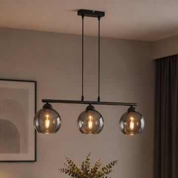 Brilagi - Lestenec na kablu DIOR 3xE27/60W/230V črna/dimna siva