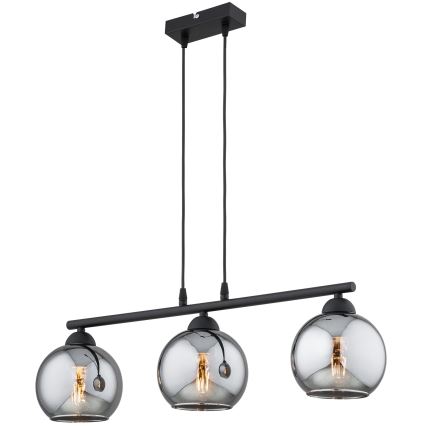 Brilagi - Lestenec na kablu DIOR 3xE27/60W/230V črna/dimna siva