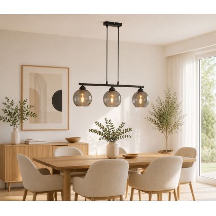 Brilagi - Lestenec na kablu DIOR 3xE27/60W/230V črna/dimna siva