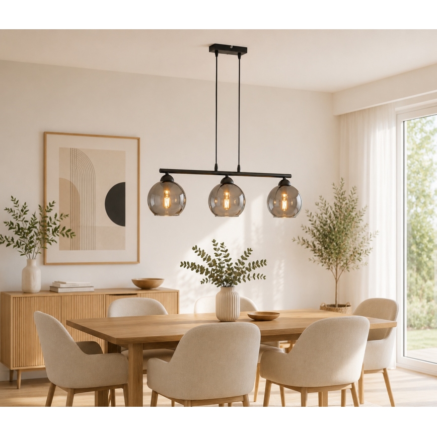 Brilagi - Lestenec na kablu DIOR 3xE27/60W/230V črna/dimna siva