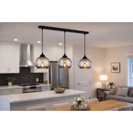 Brilagi - Lestenec na kablu DIOR 3xE27/60W/230V črna/dimno siva