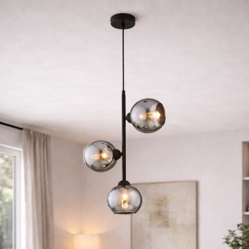 Brilagi - Lestenec na kablu DIOR 3xE27/60W/230V črna/dimno siva