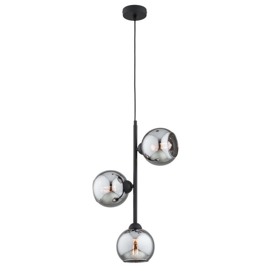 Brilagi - Lestenec na kablu DIOR 3xE27/60W/230V črna/dimno siva