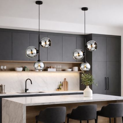Brilagi - Lestenec na kablu DIOR 3xE27/60W/230V črna/dimno siva