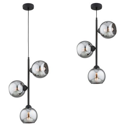 Brilagi - Lestenec na kablu DIOR 3xE27/60W/230V črna/dimno siva