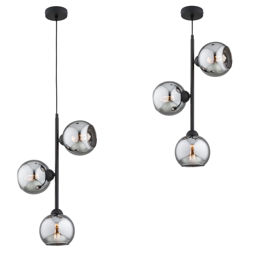 Brilagi - Lestenec na kablu DIOR 3xE27/60W/230V črna/dimno siva