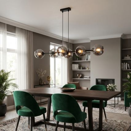 Brilagi - Lestenec na kablu DIOR 6xE27/60W/230V črna/dimno siva