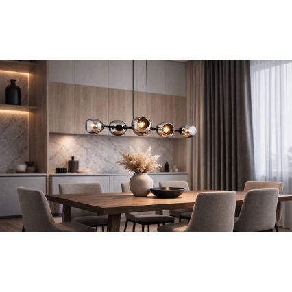 Brilagi - Lestenec na kablu DIOR 6xE27/60W/230V črna/dimno siva