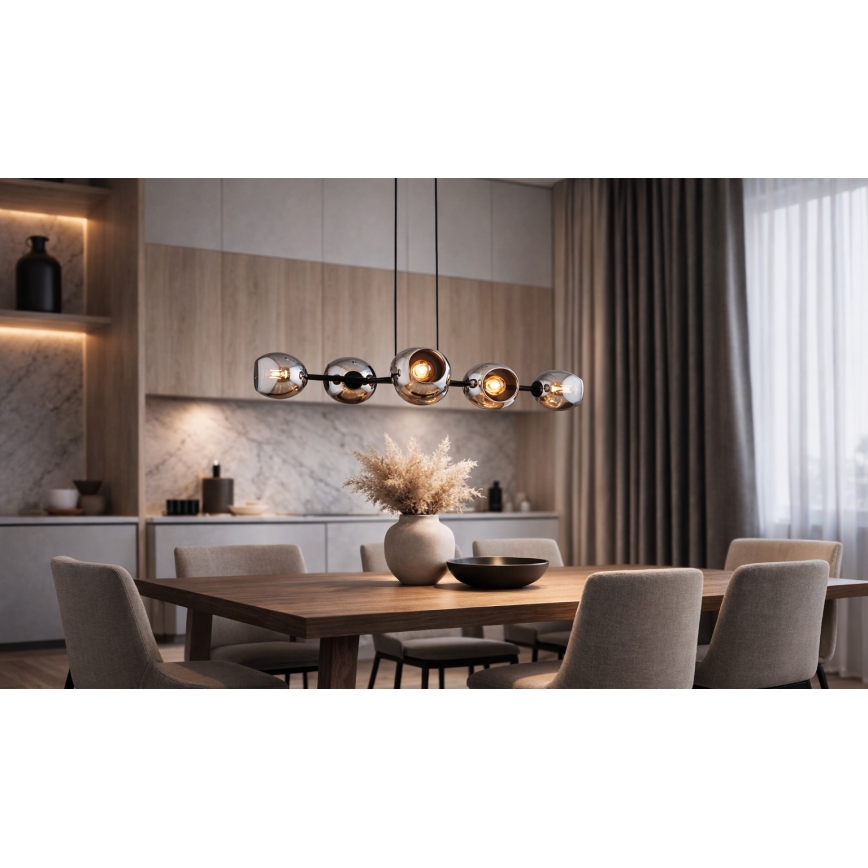 Brilagi - Lestenec na kablu DIOR 6xE27/60W/230V črna/dimno siva