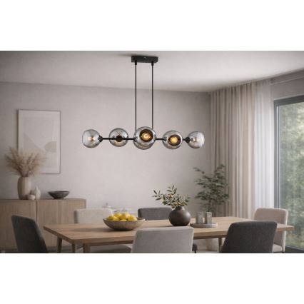 Brilagi - Lestenec na kablu DIOR 6xE27/60W/230V črna/dimno siva