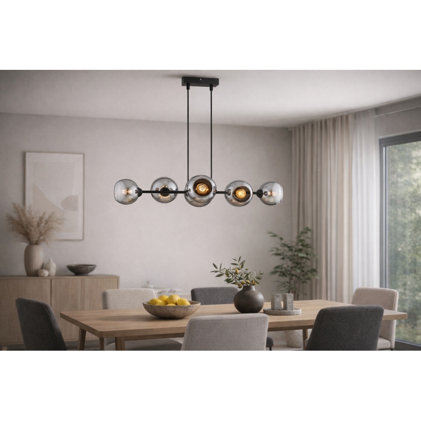 Brilagi - Lestenec na kablu DIOR 6xE27/60W/230V črna/dimno siva