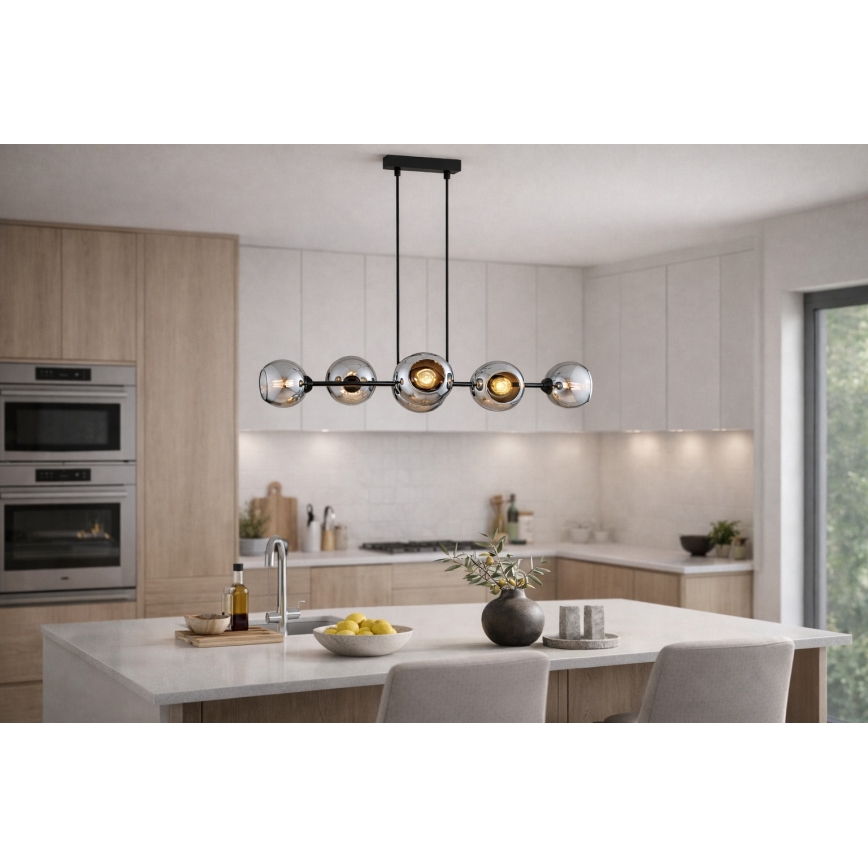 Brilagi - Lestenec na kablu DIOR 6xE27/60W/230V črna/dimno siva