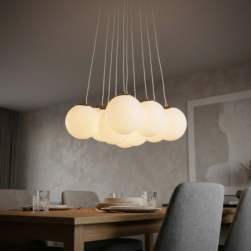 Brilagi - Lestenec na kablu GLOBE 10xE14/15W/230V bela