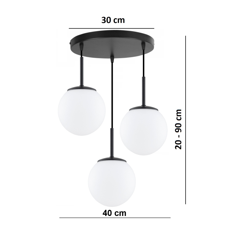Brilagi - Lestenec na kablu MILO 3xE27/60W/230V črna