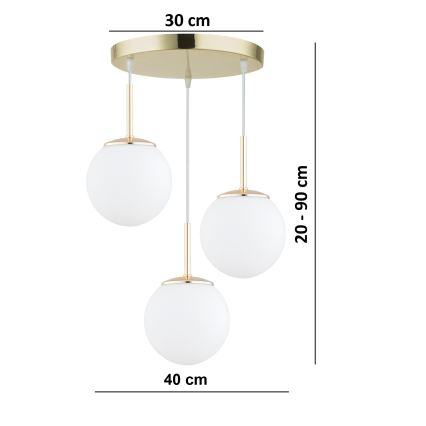 Brilagi - Lestenec na kablu MILO 3xE27/60W/230V zlati