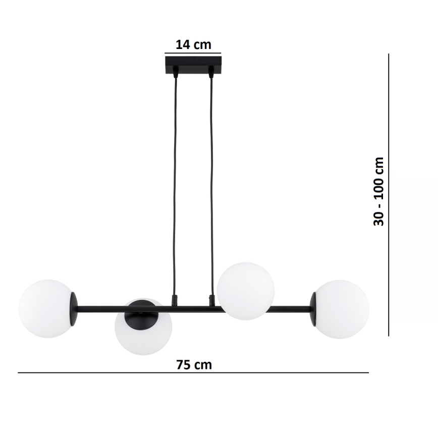 Brilagi - Lestenec na kablu MILO 4xE27/60W/230V črna