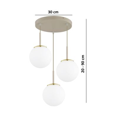 Brilagi - lestenec na kablu MILO ECRU 3xE27/60W/230V bež/zlata
