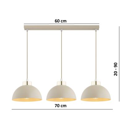 Brilagi - Lestenec na kablu MOON 3xE27/60W/230V bež/zlat