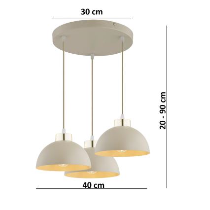 Brilagi - Lestenec na kablu MOON 3xE27/60W/230V bežna/zlata
