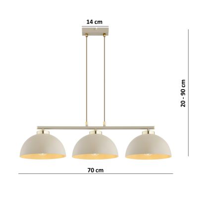Brilagi - Lestenec na kablu MOON 3xE27/60W/230V v bež in zlati barvi