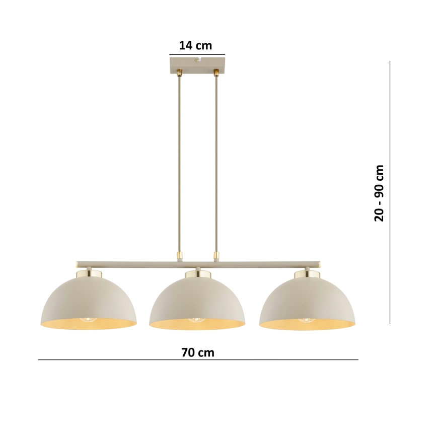Brilagi - Lestenec na kablu MOON 3xE27/60W/230V v bež in zlati barvi