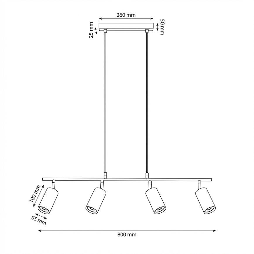 Brilagi - Lestenec na kablu SELE 4xGU10/30W/230V črna