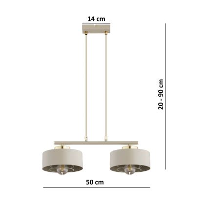 Brilagi - lestenec na kablu SPRING 2xE27/60W/230V bež/zlata
