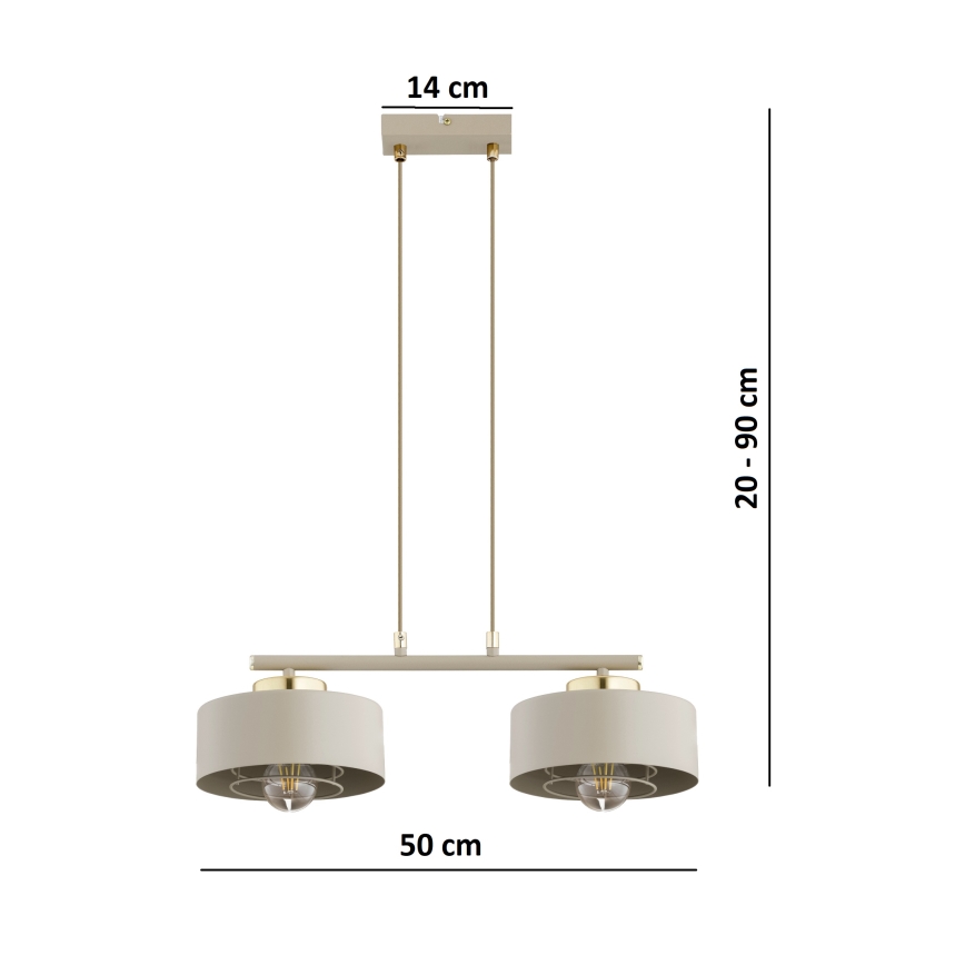 Brilagi - lestenec na kablu SPRING 2xE27/60W/230V bež/zlata