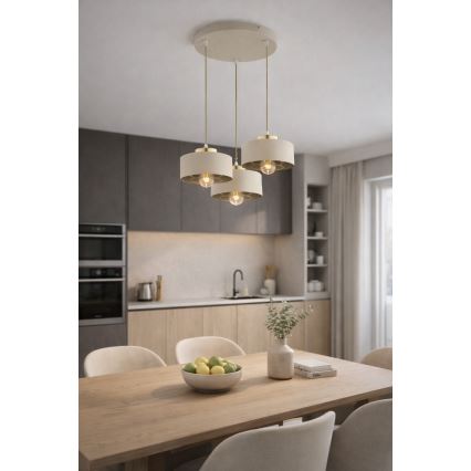 Brilagi - Lestenec na kablu SPRING 3xE27/60W/230V bež/zlata