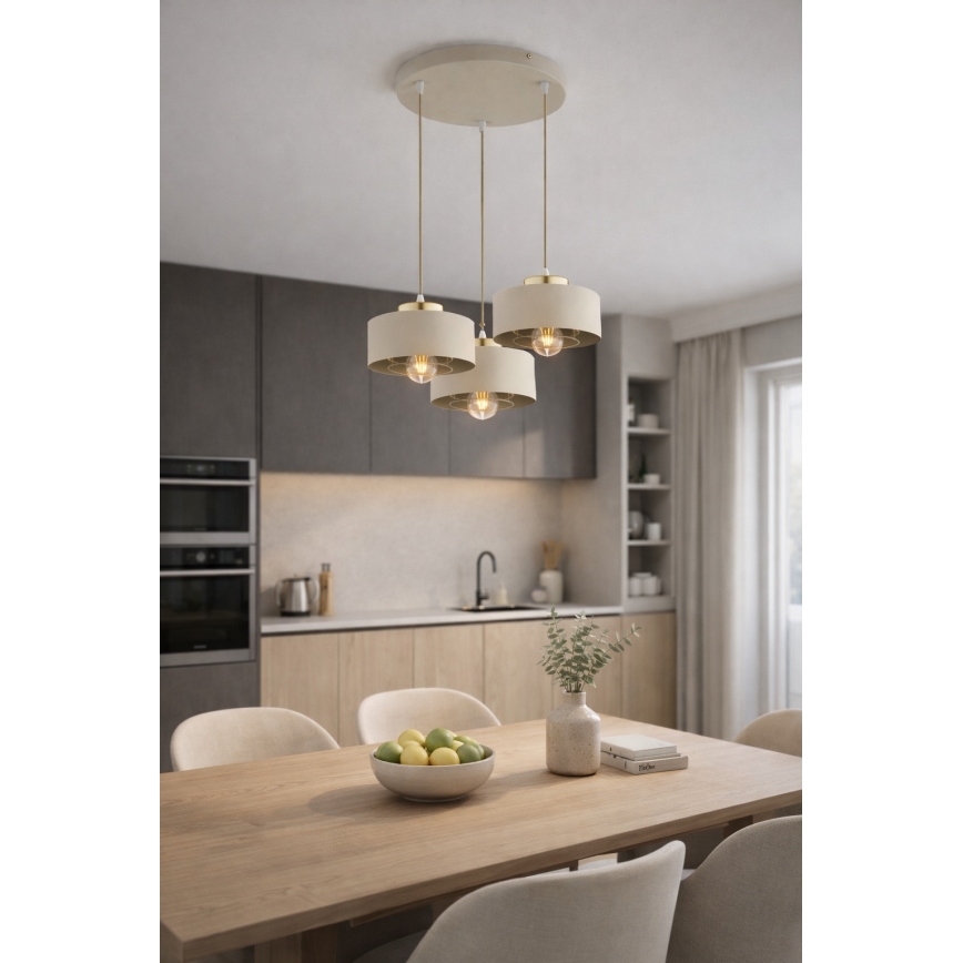 Brilagi - Lestenec na kablu SPRING 3xE27/60W/230V bež/zlata