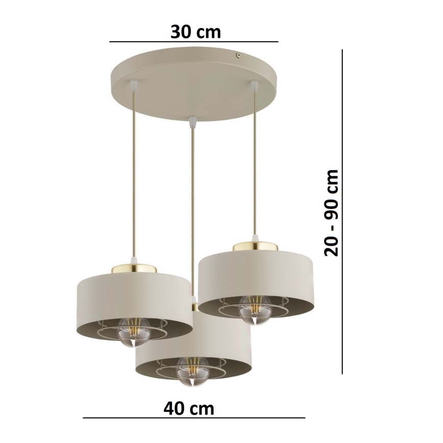 Brilagi - Lestenec na kablu SPRING 3xE27/60W/230V bež/zlata