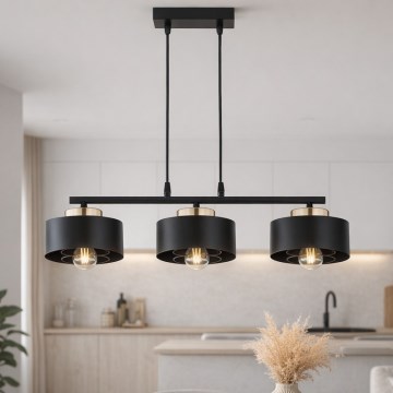 Brilagi - Lestenec na kablu SPRING 3xE27/60W/230V črna/zlata