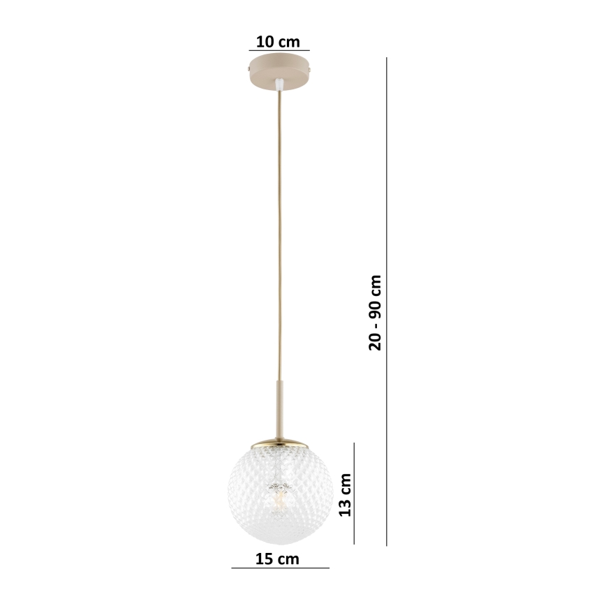 Brilagi - Lestenec na kablu STELLA 1xE27/60W/230V, premer 15 cm, bež/zlat