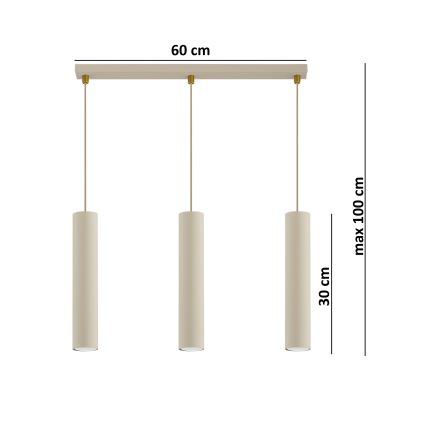 Brilagi - Lestenec na kablu TUBE 3xGU10/15W/230V bež/zlata