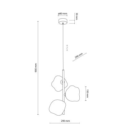 Brilagi - Lestenec na kablu VULCANO 3xG9/8W/230V zlata/dimna bež