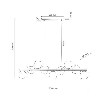 Brilagi - Lestenec na kablu VULCANO 9xG9/8W/230V rjava/dimna bež