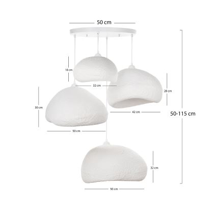 Brilagi - Lestenec na kablu WABI SABI 4xE27/40W/230V, premer 95 cm, bela