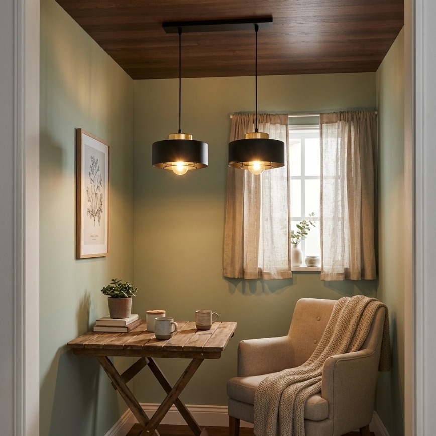 Brilagi - Lestenec na lanku 2xE27/60W/230V črna/zlata