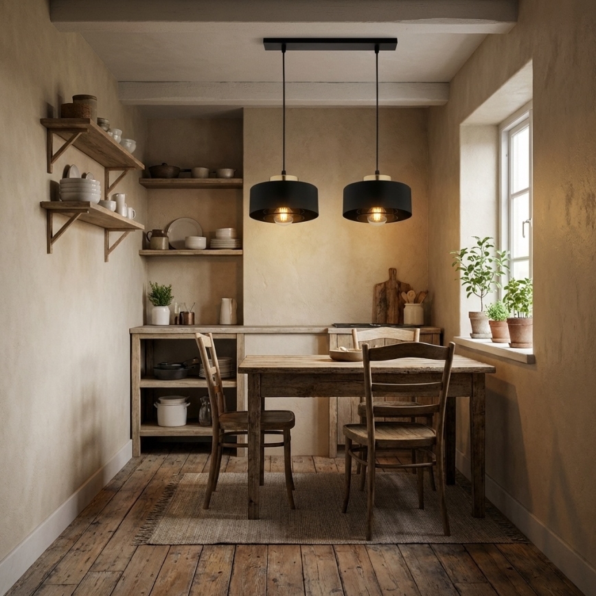 Brilagi - Lestenec na lanku 2xE27/60W/230V črna/zlata