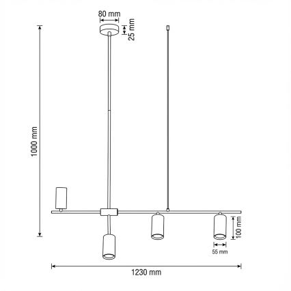Brilagi - Lestenec na lanku CRANE 4xGU10/30W/230V črn