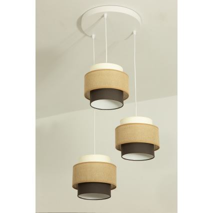 Brilagi - Lestenec na lanku RESNA 3xE27/60W/230V premer 45 cm bež/črna