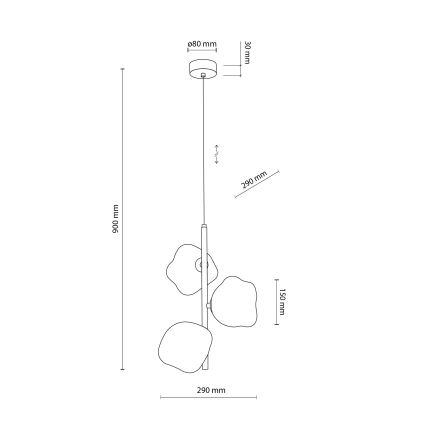 Brilagi - Lestenec na lanku VULCANO 3xG9/8W/230V rjava/dimno bež