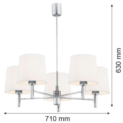 Brilagi - Lestenec na palici MONTE 5xE27/60W/230V kremna/sijajni krom