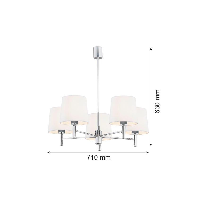 Brilagi - Lestenec na palici MONTE 5xE27/60W/230V kremna/sijajni krom