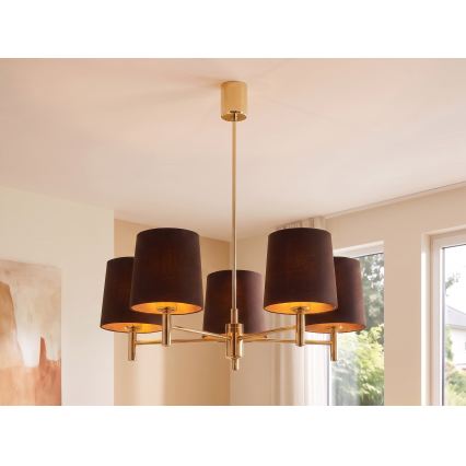 Brilagi - Lestenec na palici MONTE 5xE27/60W/230V rjava/zlata